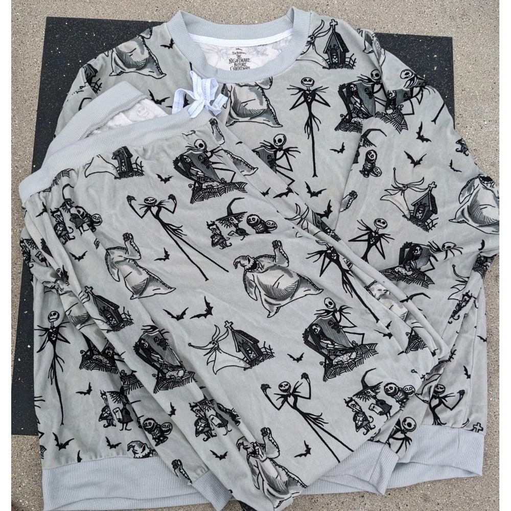Pajama Set 2XL Nightmare Before Christmas Gray Loungewear 2 PC Soft Comfy Disney